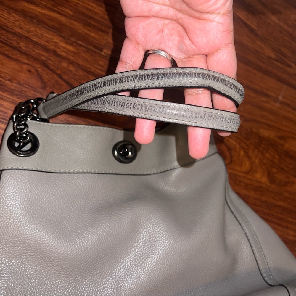 Coach Turnlock Edie Leather Shoulder Bag in Gray - Picture 6 of 13